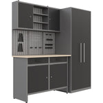 Garage Workstation Set - with Wooden Desktop, 5 Drawers, 2 Cupboards, and 1 Cabinet, 2100x600x2050 - TC117