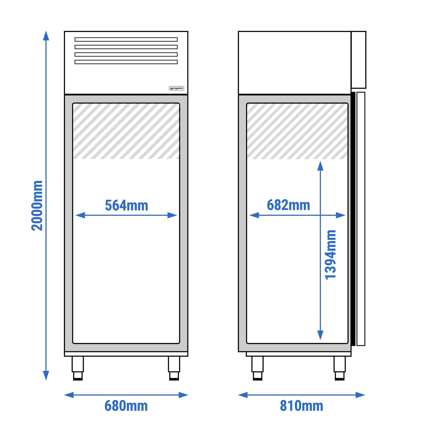 KFG530T1ND fish fridge technical drawing and dimensions