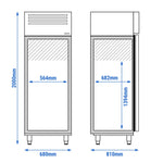 KFG530T1ND fish fridge technical drawing and dimensions