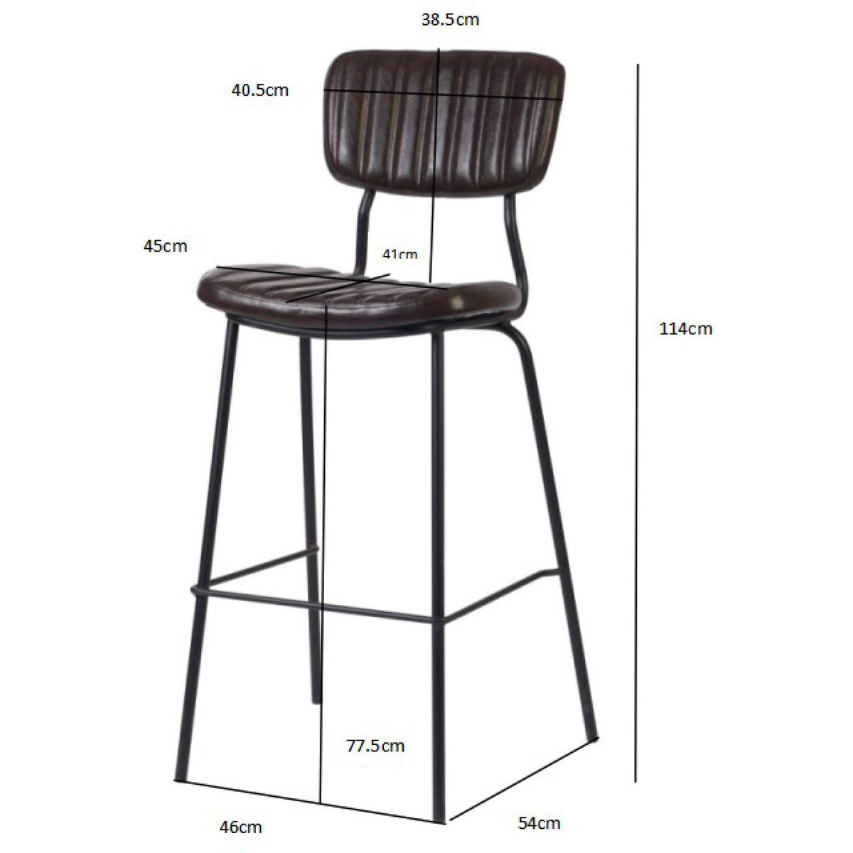 Modern High Bar Stool with PU Leather Seat Dark Brown 460x540x1140mm - TGS106