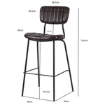 Modern High Bar Stool with PU Leather Seat Dark Brown 460x540x1140mm - TGS106