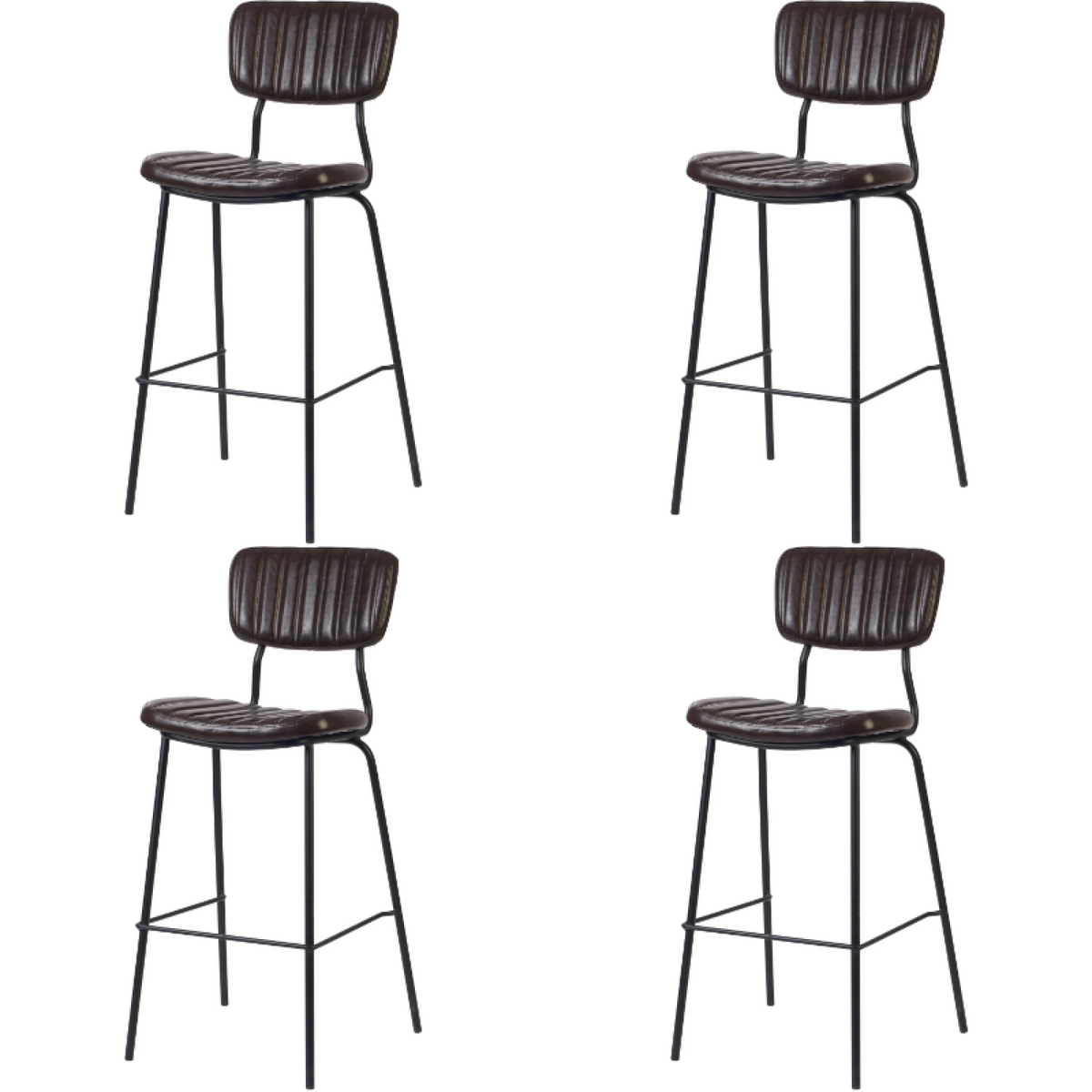 Modern High Bar Stool with PU Leather Seat Dark Brown 460x540x1140mm - TGS106
