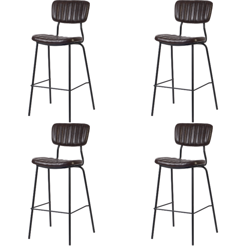 Modern High Bar Stool with PU Leather Seat Dark Brown 460x540x1140mm - TGS106