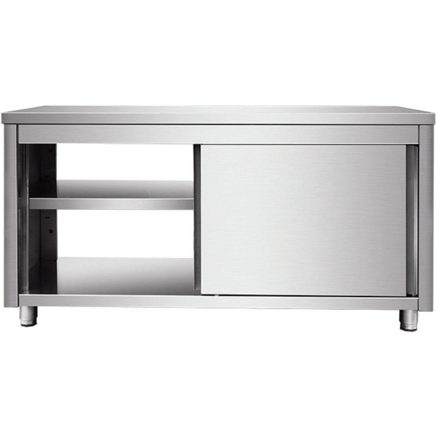 Commercial Pass through Worktop Floor Cupboard Sliding doors Stainless steel Width 1600mm Depth 600mm - THADR166