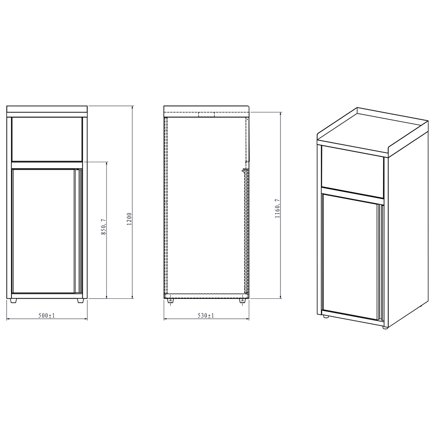 Commercial Waste Bin Cabinet Stainless steel - THAER55
