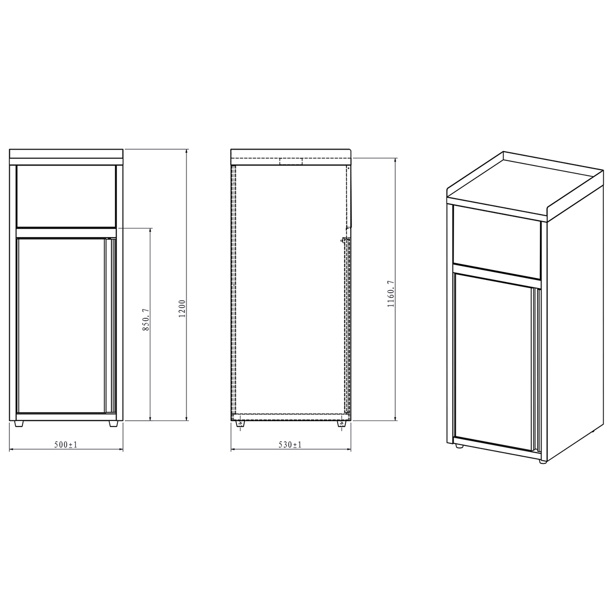 Commercial Waste Bin Cabinet Stainless steel - AER55