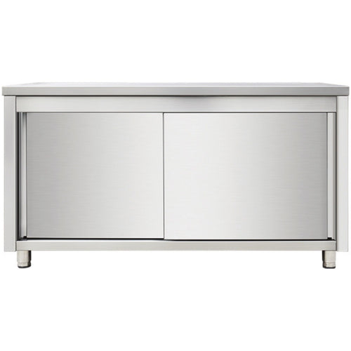Commercial Worktop Floor Cupboard Sliding doors Stainless steel Width 1000mm Depth 700mm - THASR107