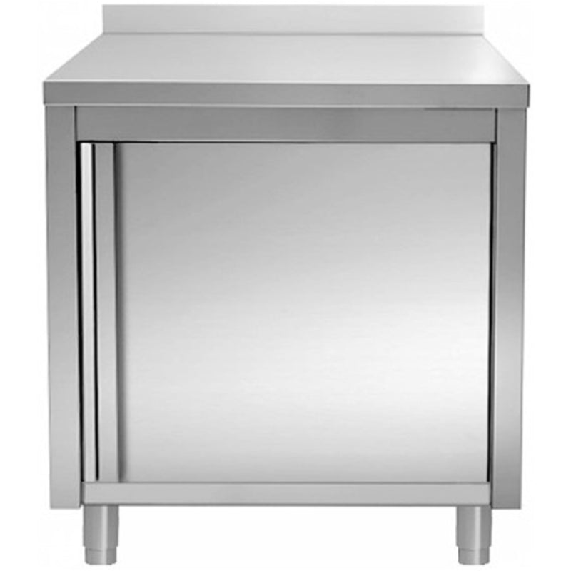 Commercial Worktop Floor Cupboard Hinged door Stainless steel Width 600mm Depth 600mm Upstand - THASR66A