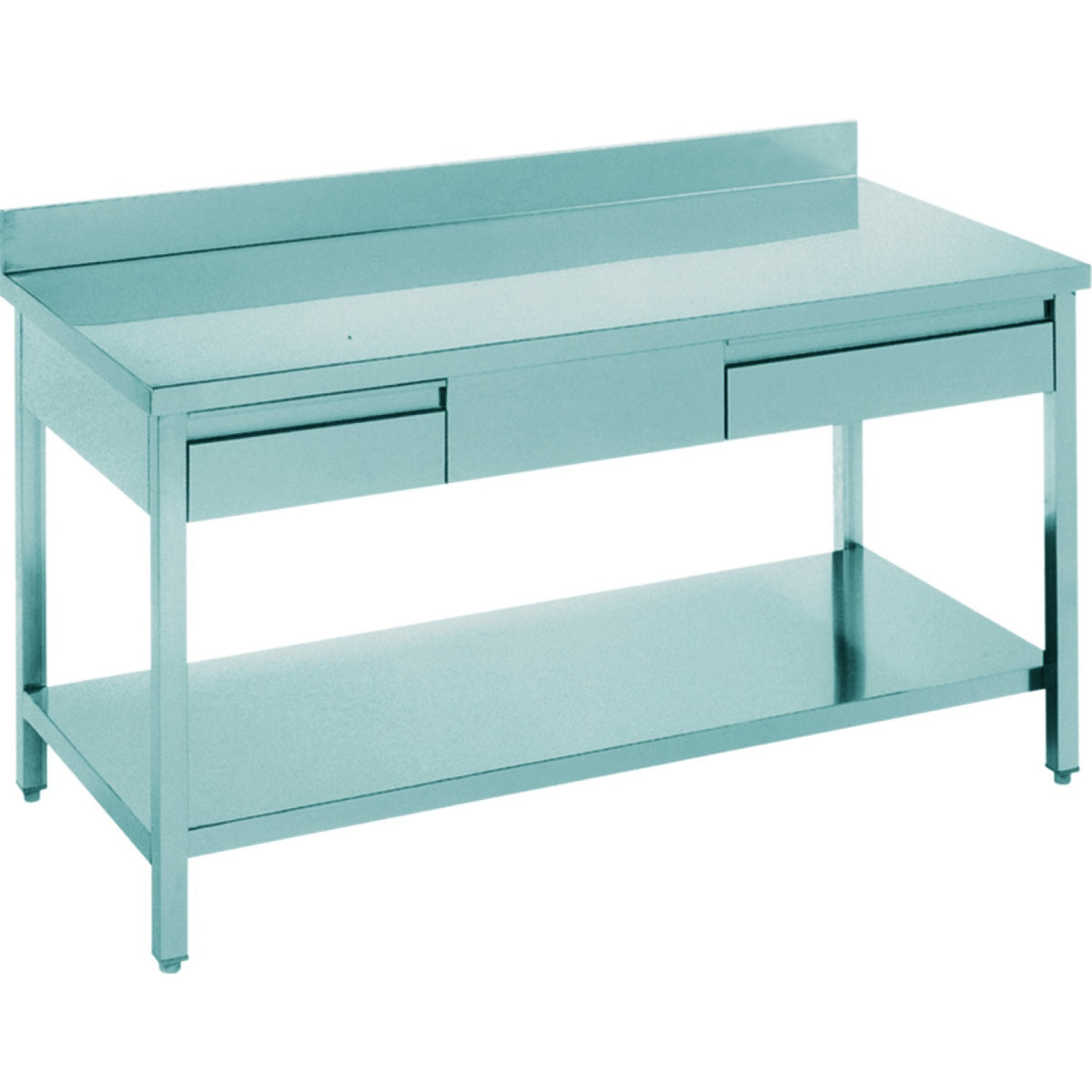Professional Work table 2 drawers Stainless steel Bottom shelf Upstand 1600x600x900mm - THATS166A2D