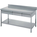Professional Work table 3 drawers Stainless steel Bottom shelf Upstand 1600x600x900mm - THATS166A3D