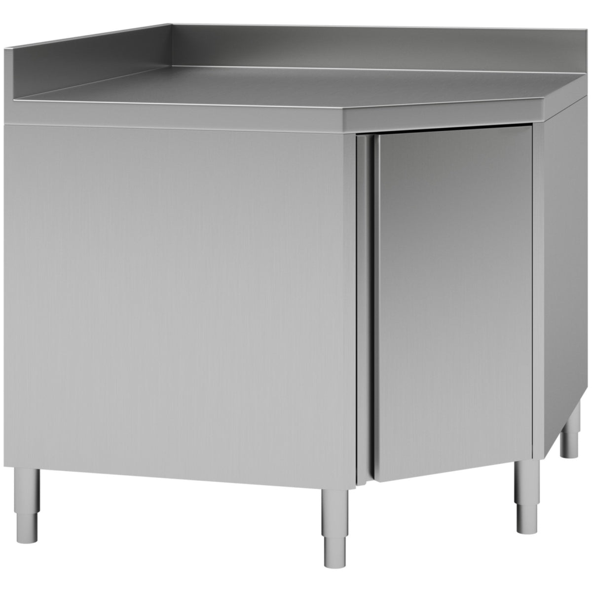 Commercial Worktop Floor Cupboard Corner unit Hinged door Stainless steel Sides 700mm Upstand - VTC107CB