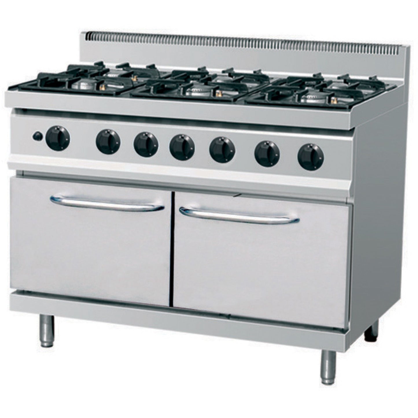 Professional Gas cooker on Cabinet base 6 burners 30kW - THG7F6PW