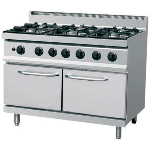 Professional Gas cooker on Cabinet base 6 burners 30kW - THG7F6PW