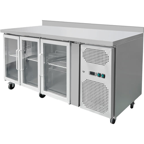Commercial Refrigerated Counter Upstand 3 glass doors Depth 700mm - THP3200TNG