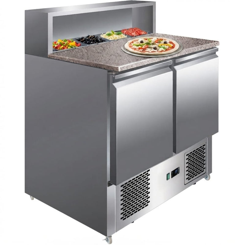 Pizza Prep Table 2 doors Stainless steel Pizza top 5xGN1/6 Depth 700mm - THPS900