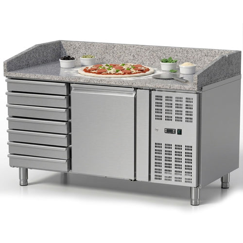 Refrigerated pizza preparation table 1 door 7 neutral drawers - THPZ1610TN