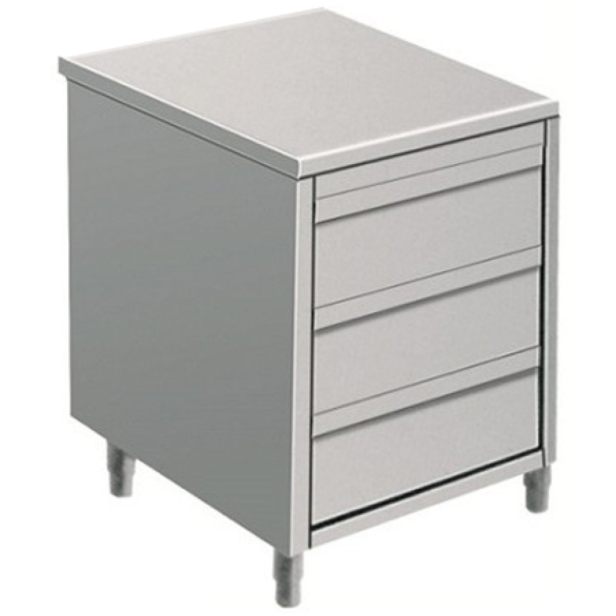 Commercial drawer cabinet Stainless steel 3 drawers Width 500mm Depth 600mm - VIG563