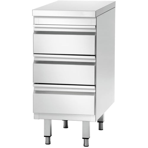Commercial drawer cabinet Stainless steel 3 drawers Width 500mm Depth 700mm - THSS3R57