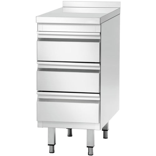 Commercial Drawer cabinet Stainless steel 3 drawers Upstand Width 500mm Depth 600mm - THSS3R56A