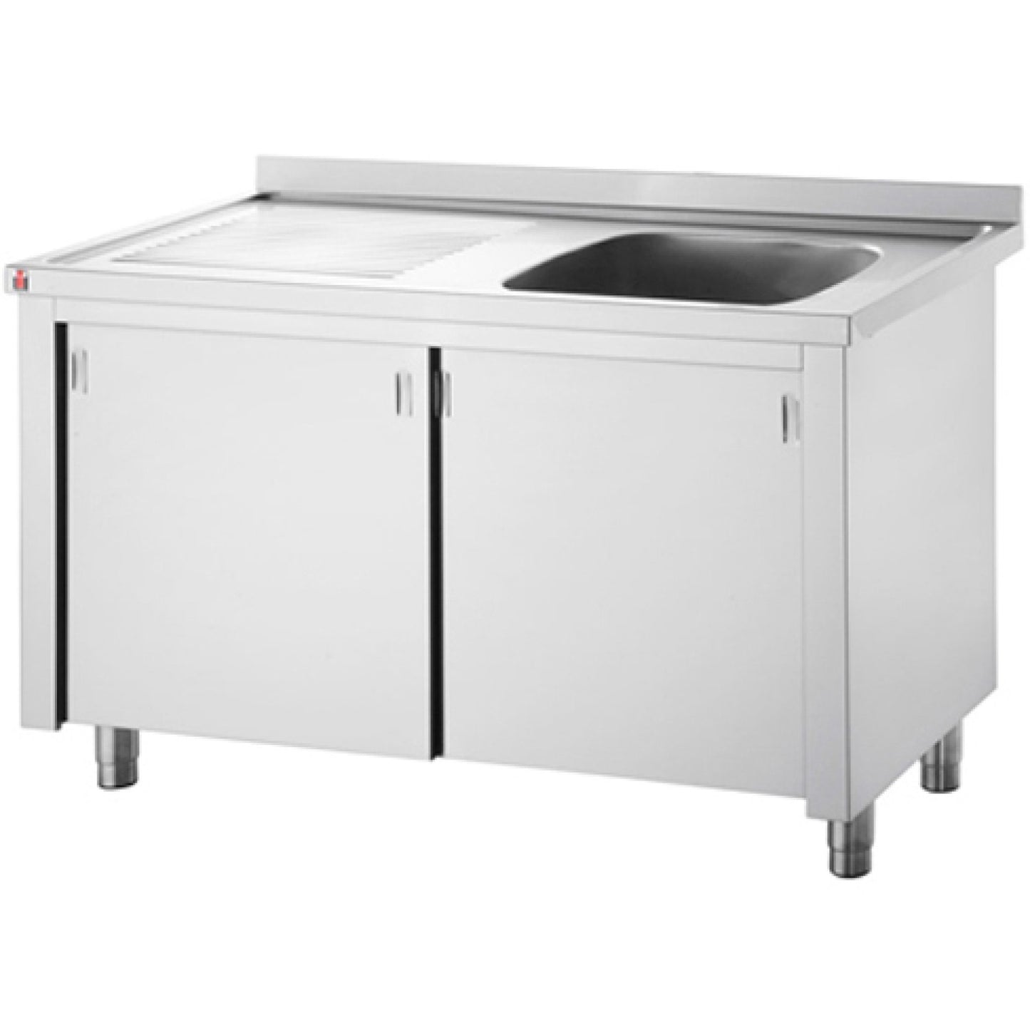 Commercial Sink with Cupboard Stainless steel 1 bowl Right Splashback Width 1200mm Depth 600mm - THSSR126BR1
