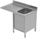 Commercial Sink for dishwashers with Cupboard 1 bowl Right Splashback 1200x700x850mm - VSCH127RBS