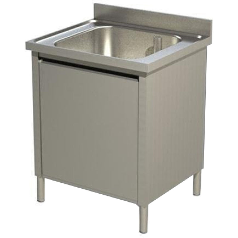 Commercial Sink with Cupboard Stainless steel 1 bowl Splashback Width 800mm Depth 600mm - THSSR86BM1