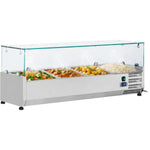 Refrigerated Servery Prep Top 1200mm 5×GN1/4 with Glass Top Stainless Steel 1200x335x435mm| THV1200/380 - THV1200/380