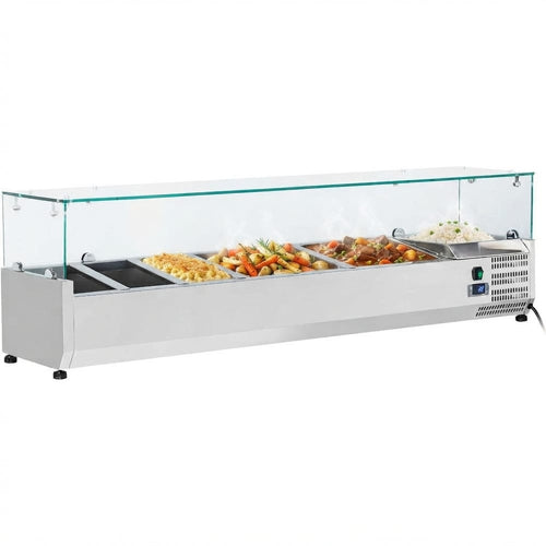 Refrigerated Servery Prep Top 7xGN1/4 1600x335x435mm Glass Top | THV1600/330 - THV1600/330