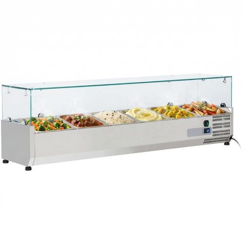 Refrigerated Servery Prep Top 1600mm 7xGN1/3 Glass Cover | THV1600/380 - THV1600/380