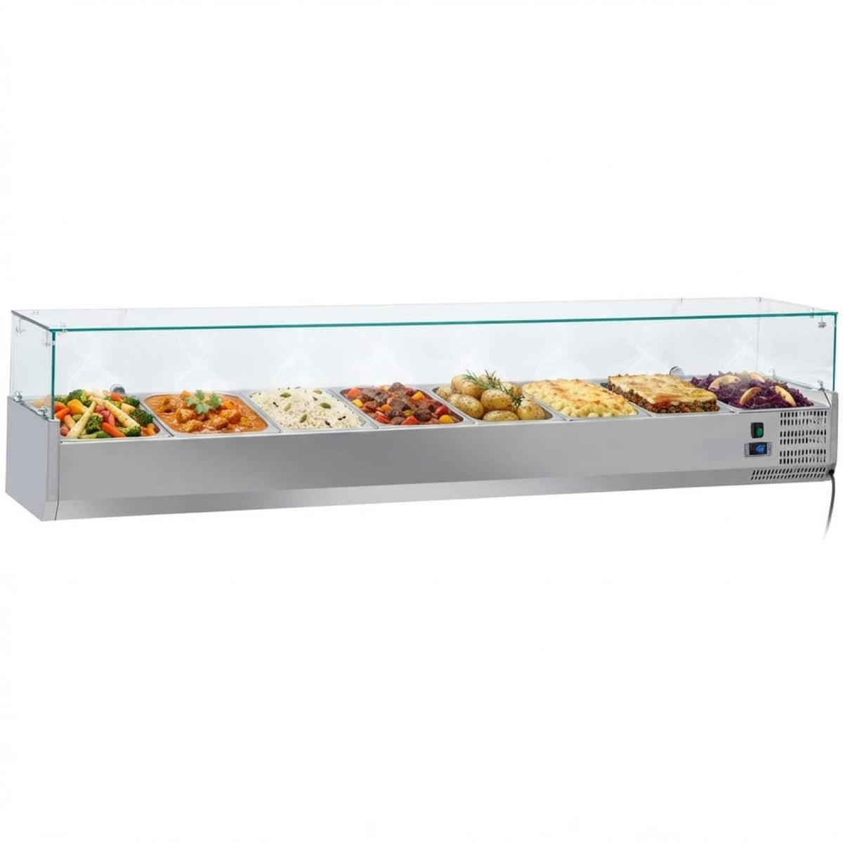 Refrigerated Servery Prep Top 9xGN1/3 2000x395x435mm Glass Top | THV2000/380 - THV2000/380