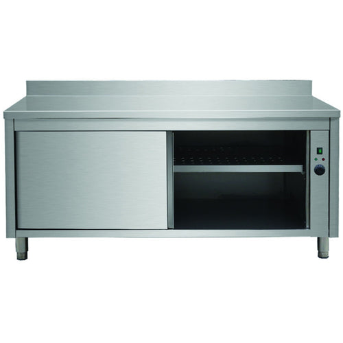 Professional Heated Cupboard Stainless steel Sliding doors Rear upstand Width 1600mm Depth 700mm - THWSR167A
