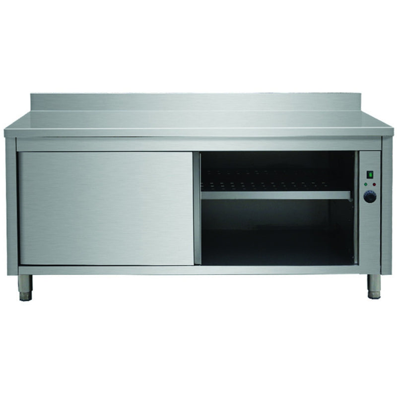 Professional Heated Cupboard Stainless steel Sliding doors Rear upstand Width 1600mm Depth 700mm - THWSR167A
