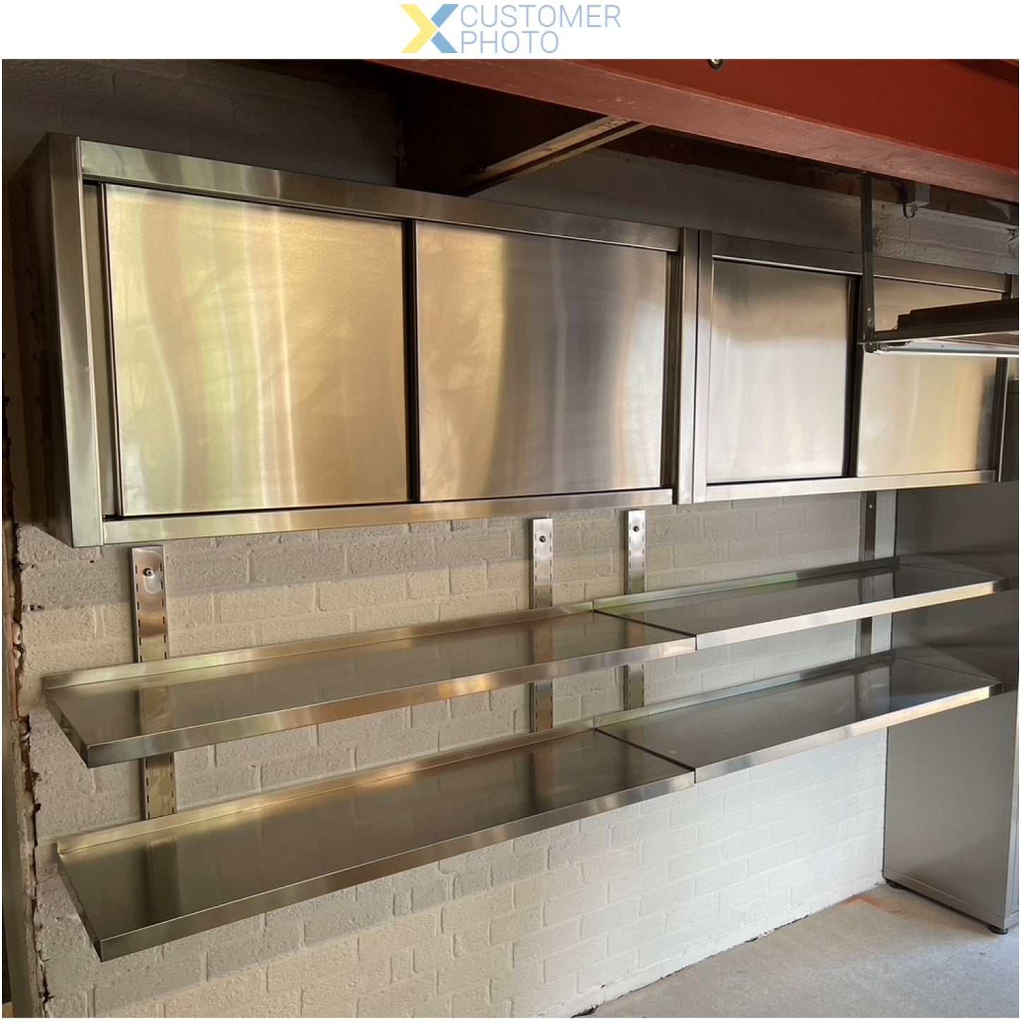 Wall cabinet Sliding doors Stainless steel Width 1400mm Depth 400mm - THWSR144