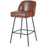Brown Upholstered Bar Stool with Black Metal Frame 475×595×960mm - TJG206