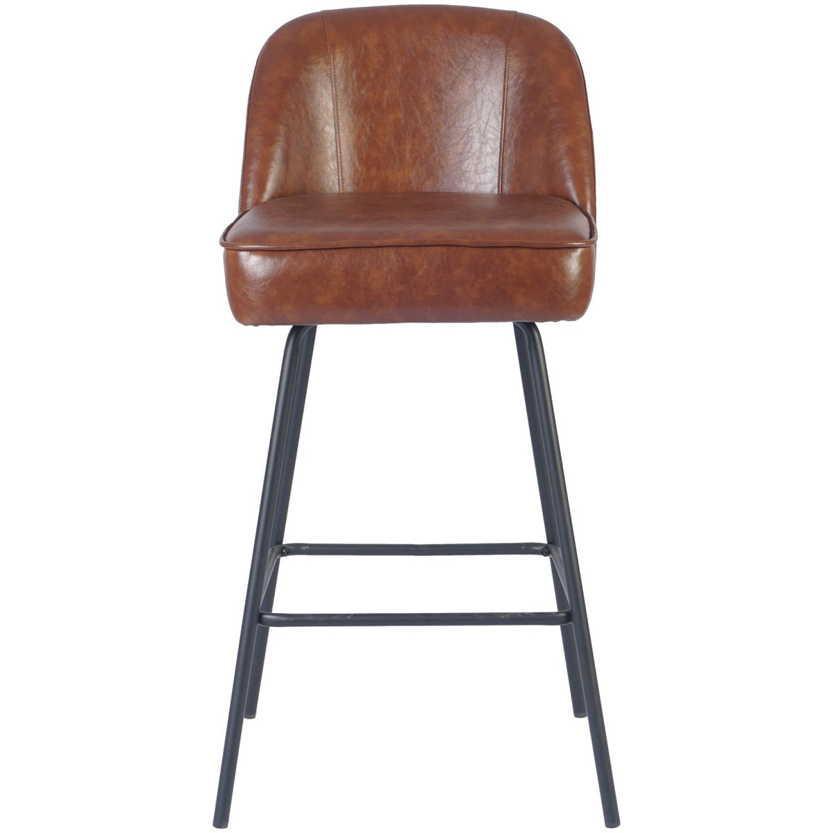 Brown Upholstered Bar Stool with Black Metal Frame 475×595×960mm - TJG206