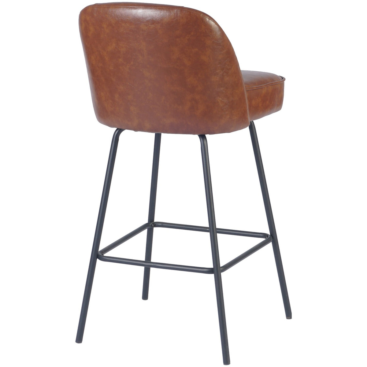 Brown Upholstered Bar Stool with Black Metal Frame 475×595×960mm - TJG206