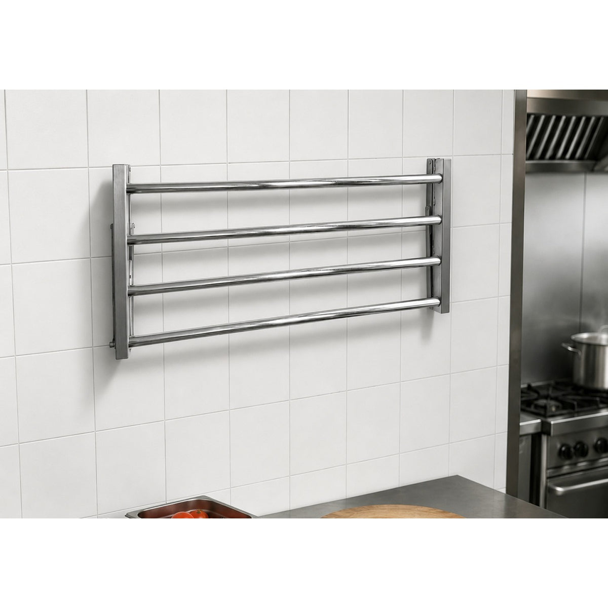 Commercial Foldable Stainless Steel Wall Mounted Rack Shelf 800×300×230mm 4 Tube - TRW50830