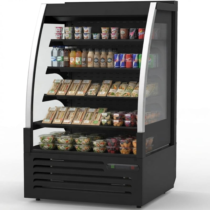Multi Deck Refrigerator 210 litres with Night Curtain Black 990x620x1450mm - VC14F103I