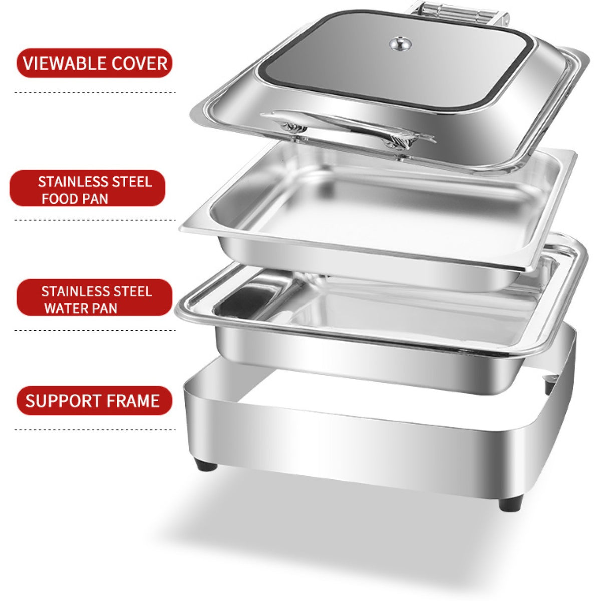 Chafing dish Electric Glass lid Stainless steel 7 litres GN1/1 - VICCD528