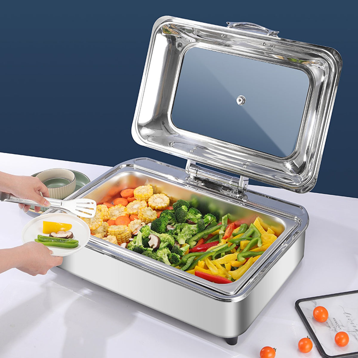 Chafing dish Electric Glass lid Stainless steel 7 litres GN1/1 - VICCD528