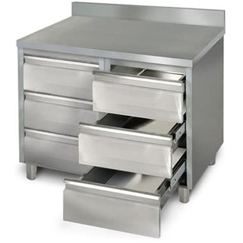 Commercial drawer cabinet Stainless steel 6 drawers Upstand Width 1000mm Depth 700mm - VIG107S6A