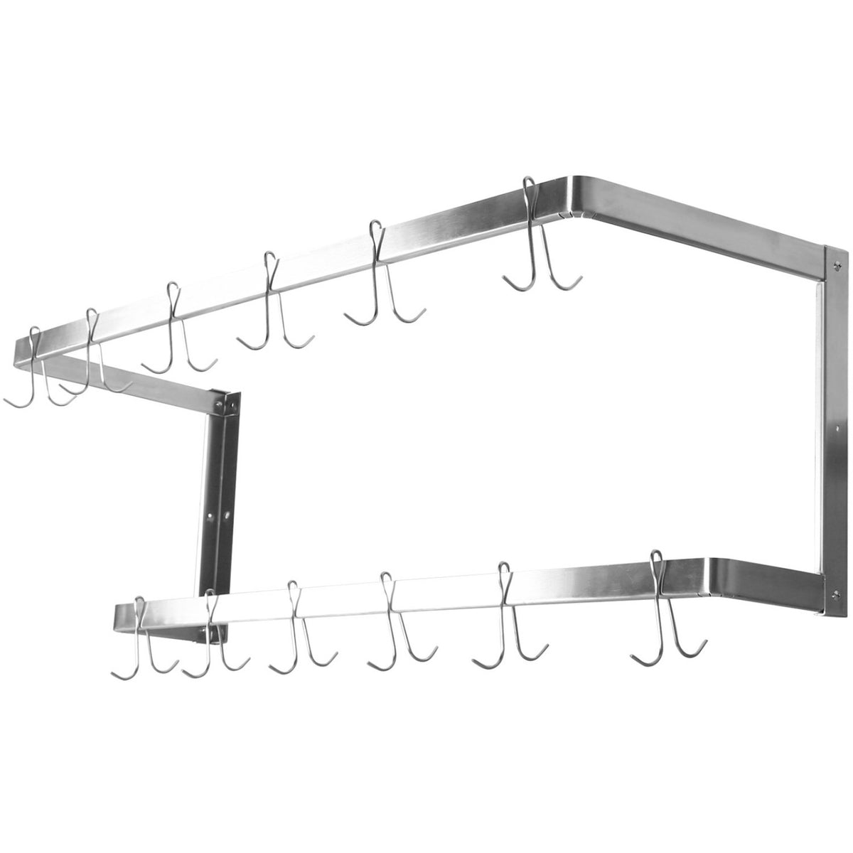 Commercial U-Style Wall Mounted Double Line Pot Rack with 12 Hooks Stainless Steel 900x300x300mm - VMR0930U