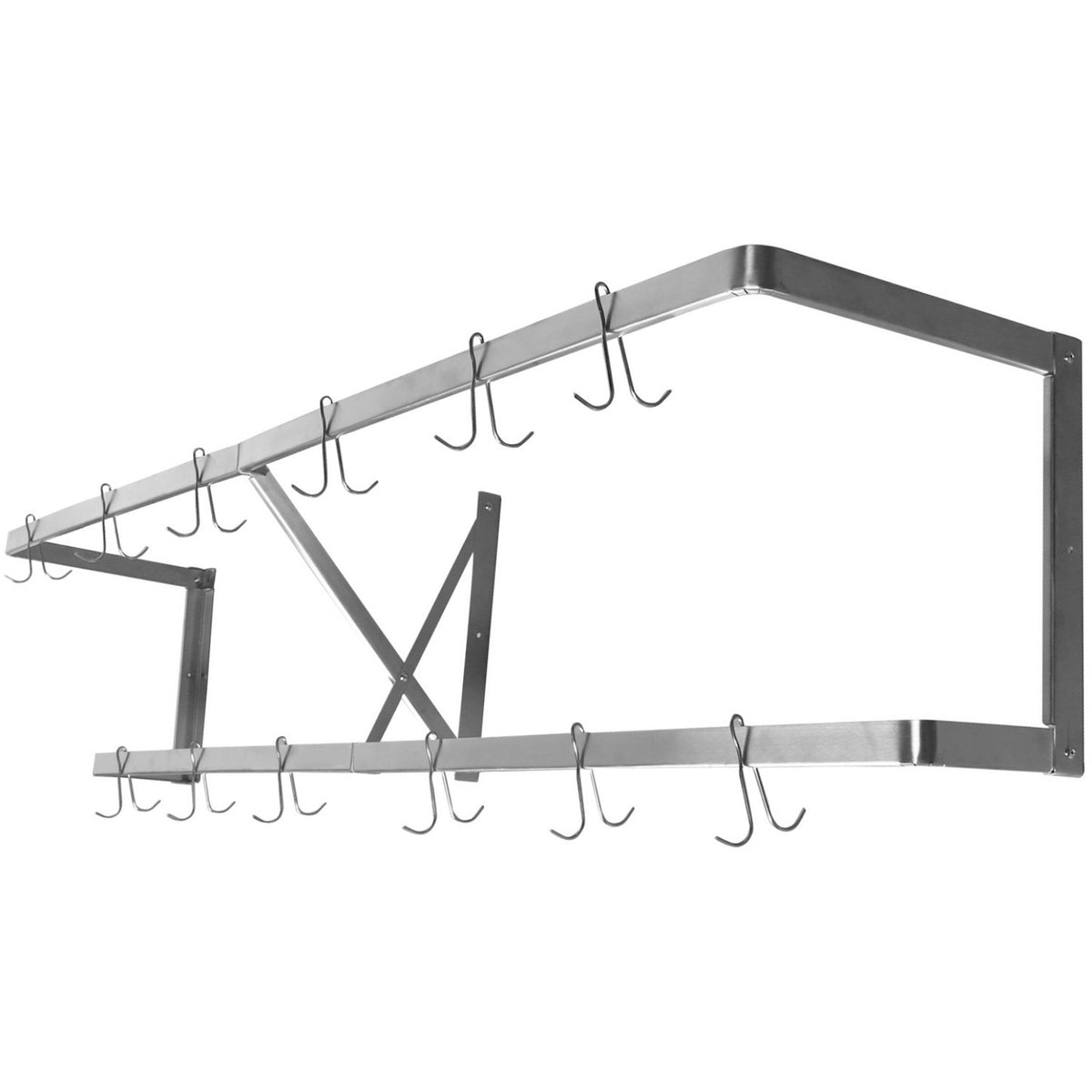 Commercial U-Style Wall Mounted Double Line Pot Rack with 12 Hooks Stainless Steel 1200x300x300mm - VMR1230U