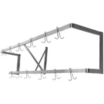 Commercial U-Style Wall Mounted Double Line Pot Rack with 12 Hooks Stainless Steel 1200x300x300mm - VMR1230U