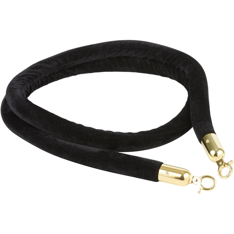 Black Velvet Stanchion Rope with Gold ends 1.5m - VR01BG