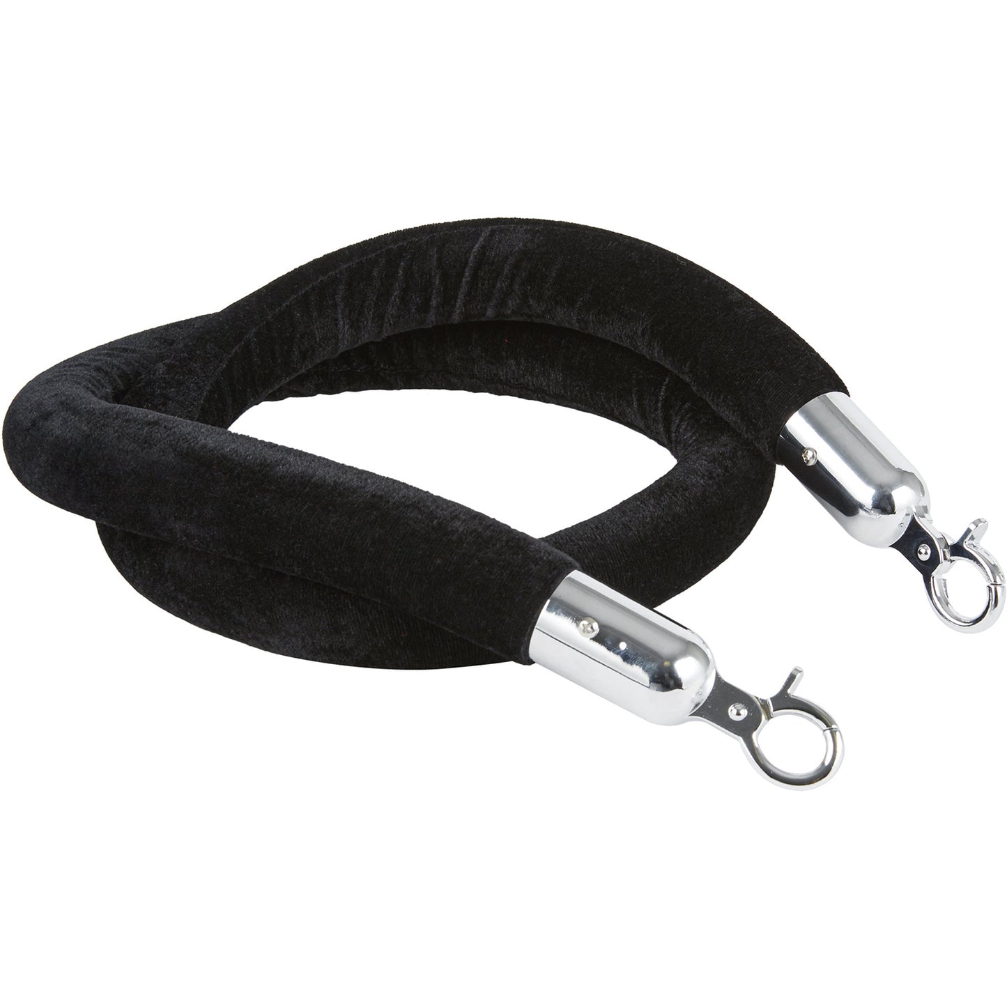 Black Velvet Stanchion Rope with Silver ends 1.5m - VR01BS