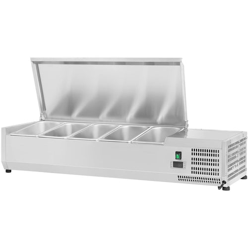 Refrigerated Servery Prep Top 1200mm 5xGN1/4 Depth 330mm Stainless steel lid | THVD1200/330 - THVD1200/330