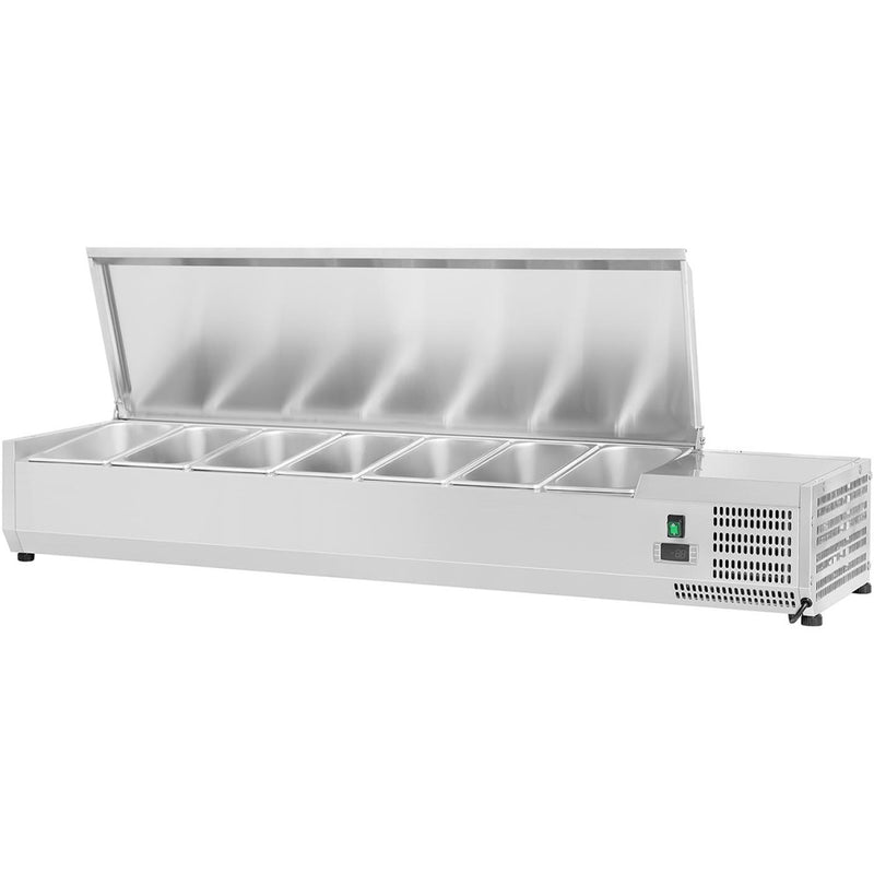Refrigerated Servery Prep Top 1500mm 7xGN1/4 Depth 330mm Stainless steel lid - EA15