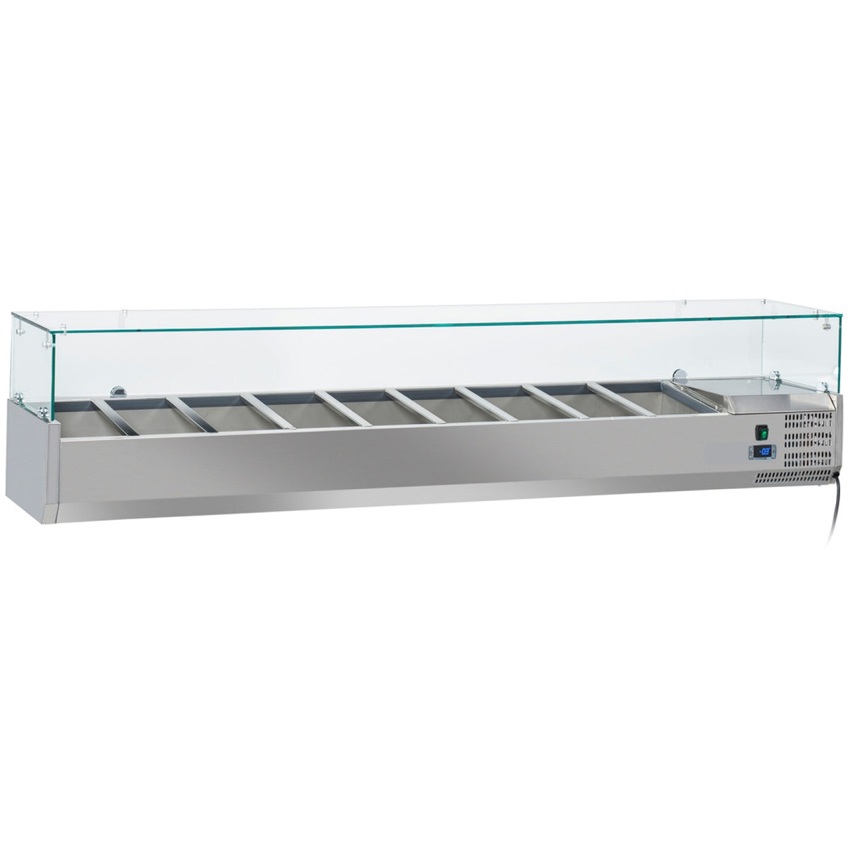Refrigerated Servery Prep Top 9xGN1/3 2000x395x435mm Glass Top | THV2000/380 - THV2000/380