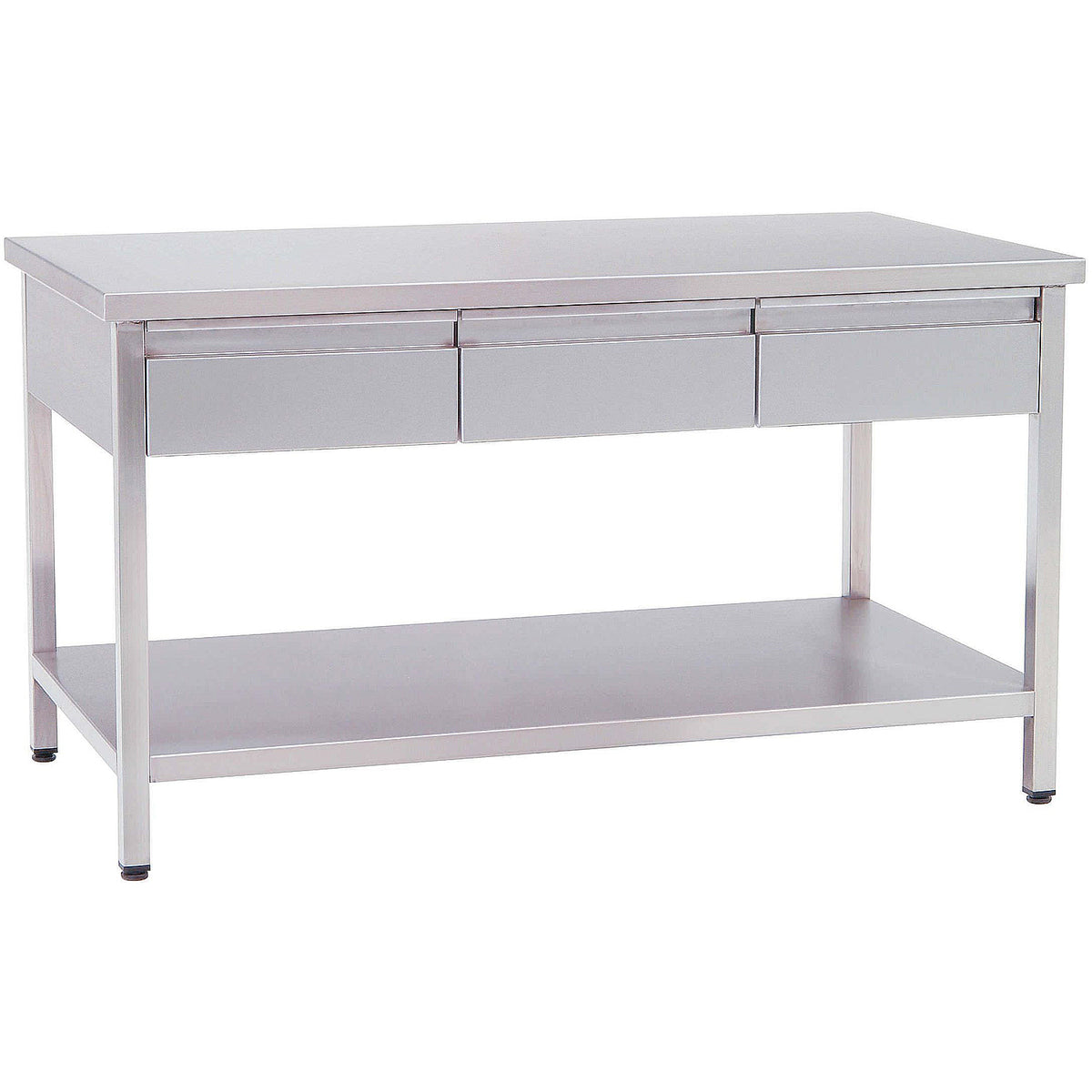 Professional Work table Stainless steel 3 drawers Bottom shelf 1500x700x850mm - VT1573D